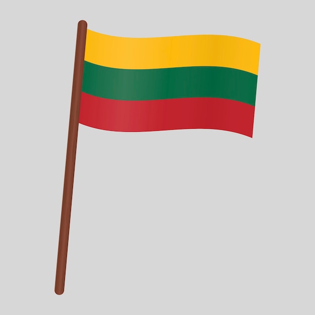 Flag of the country Lithuania. Flag on the flagpole. Vector illustration