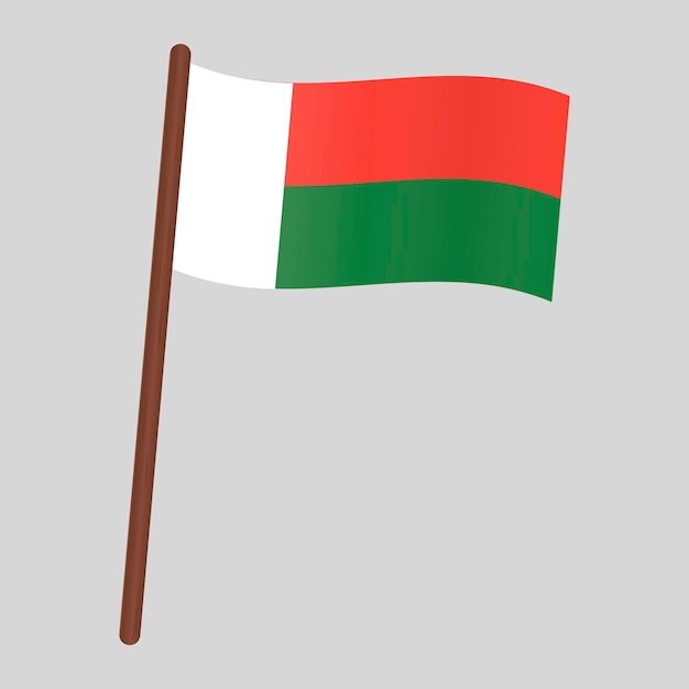 Flag of the country Madagascar. Flag on the flagpole. Vector illustration