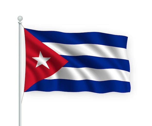 Vector flag cuba on flagpole isolated on white