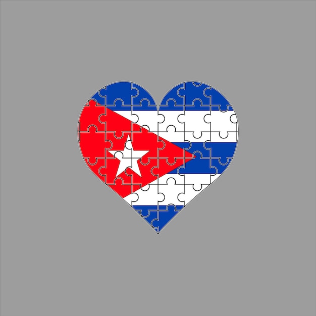 Bandiera di cuba a forma di puzzle del cuore su sfondo grigio