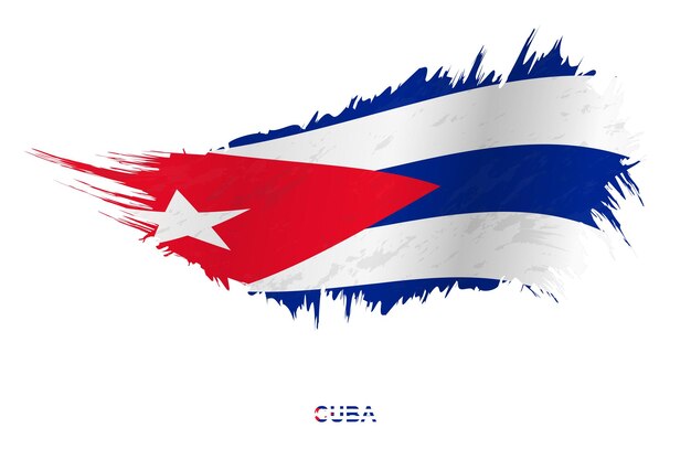 Flag of cuba in grunge style with waving effect, vector grunge brush stroke flag.