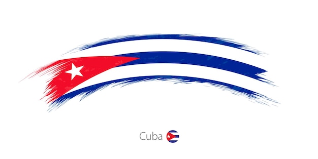 Flag of Cuba in rounded grunge brush stroke. Vector illustration.