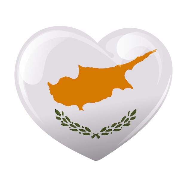 ハートの形をしたキプロスの旗 キプロス国旗 3 D イラスト ベクトルとハート