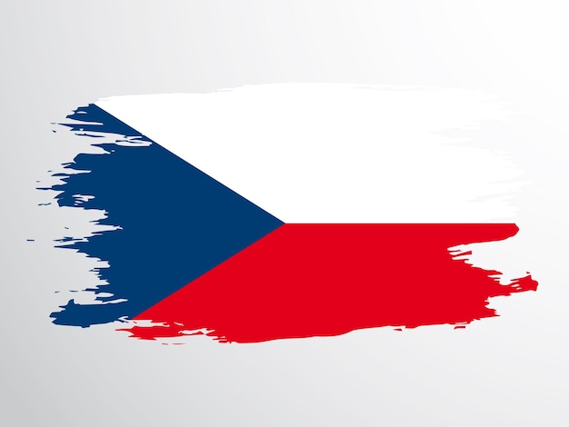 Flag of the czech republic handdrawn with a brush