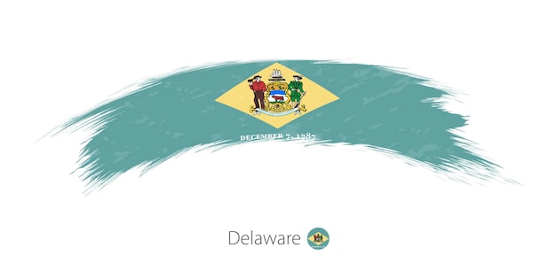 Flag of Delaware state in rounded grunge brush stroke Vector illustration