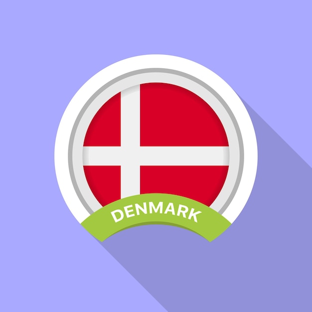 Флаг Дании Значок флага Круглый значок Стандартные цвета Компьютерная иллюстрация Цифровая иллюстрация Векторная иллюстрация