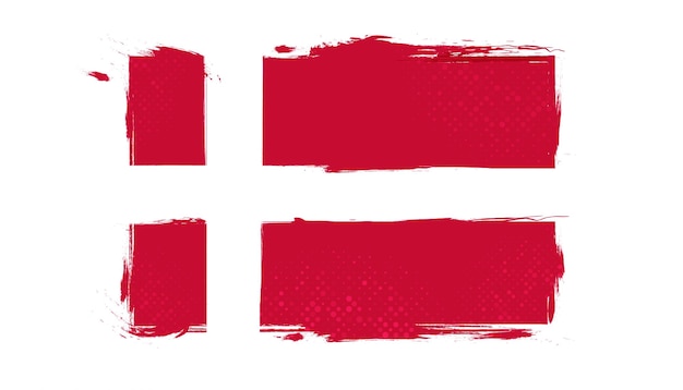 브러시 스타일 및 하프톤 효과가 있는 덴마크의 국기 그런 지 개념이 있는 덴마크 국기 배경