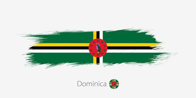 Flag of Dominica grunge abstract brush stroke on gray background