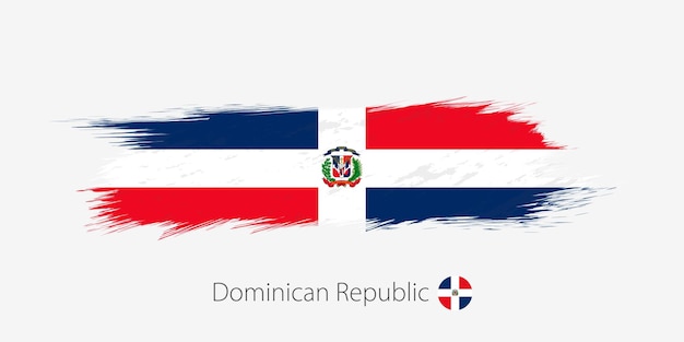 Flag of Dominican Republic grunge abstract brush stroke on gray background