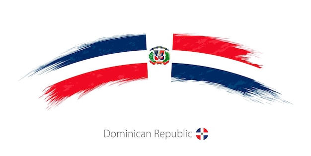 Vector flag of dominican republic in rounded grunge brush stroke. vector illustration.