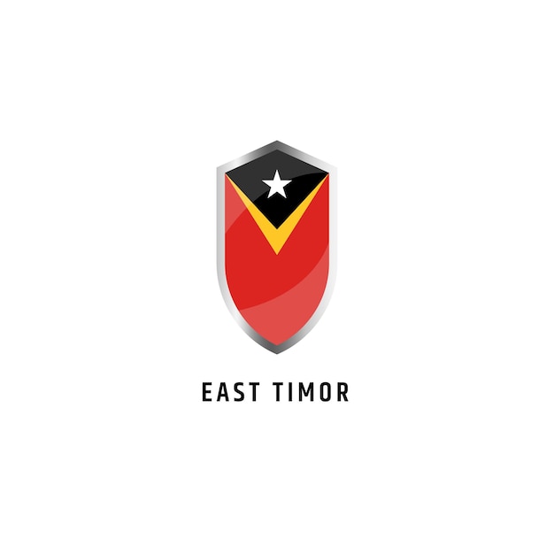 盾の形のアイコンフラットベクトルイラストと東ティモールの旗
