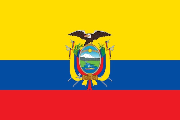 Vector flag of ecuador with coat of arms vector accurate dimensions element proportions and colors