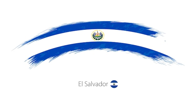 Flag of El Salvador in rounded grunge brush stroke. Vector illustration.