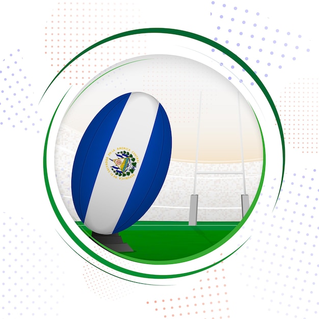 Vector flag of el salvador on rugby ball. round rugby icon with flag of el salvador.