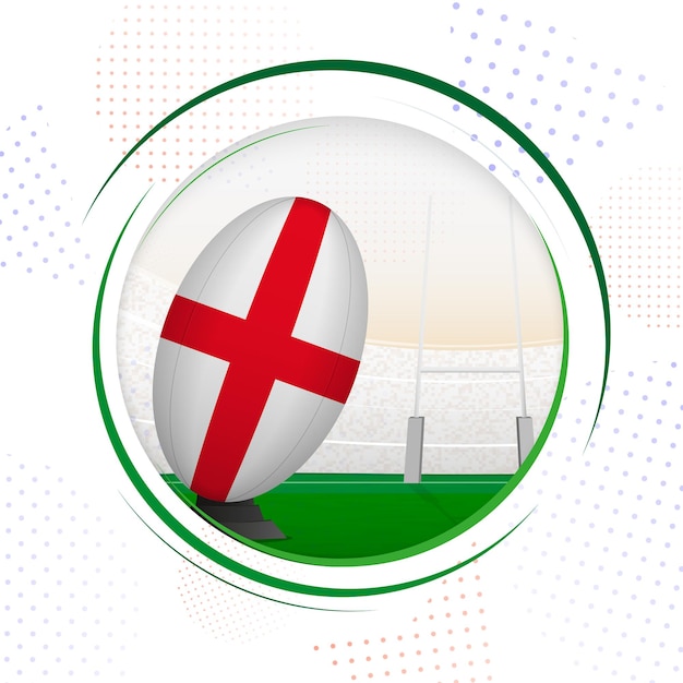 Flag of England on rugby ball Round rugby icon with flag of England