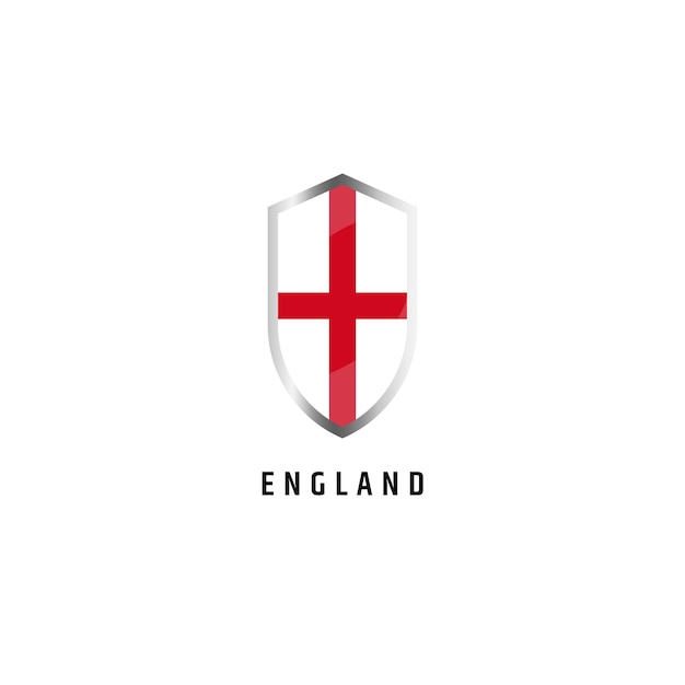 Flag of England with shield icon flat vector illustration