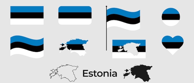 エストニアの旗エストニアのシルエット国家のシンボルエストニアの旗のシンボル