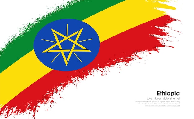 背景を持つ曲線スタイル グランジ ブラシ ストロークのエチオピア国の旗