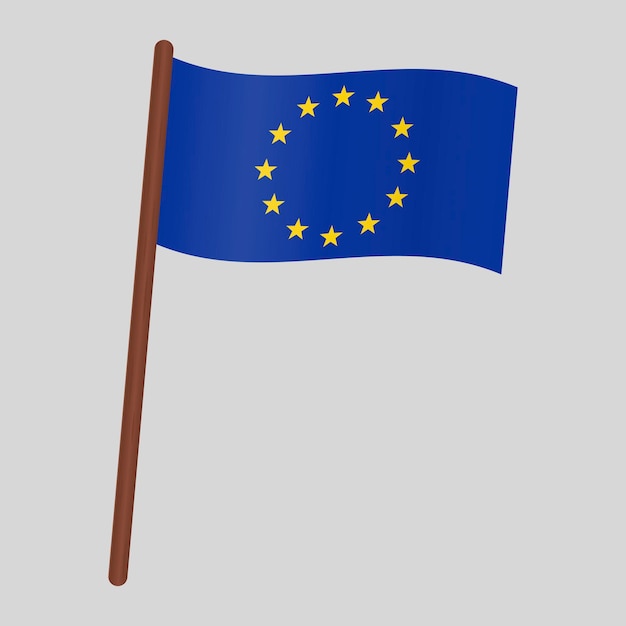 Flag of Europe. Flag on the flagpole. Vector illustration