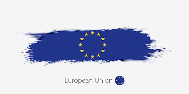 Flag of European Union grunge abstract brush stroke on gray background