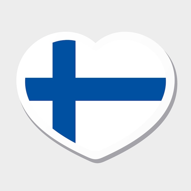 Значок флага Финляндии Векторная наклейка с сердцем Лучше всего подходит для мобильных приложений, пользовательского интерфейса и веб-дизайна