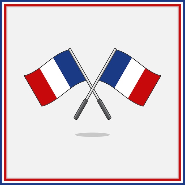 Flag of France Cartoon Vector Illustration France Flag Flat Icon Outline