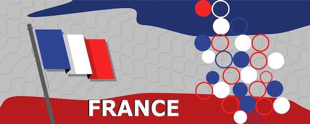 Flag of france and modern geometric abstract design vector eps10