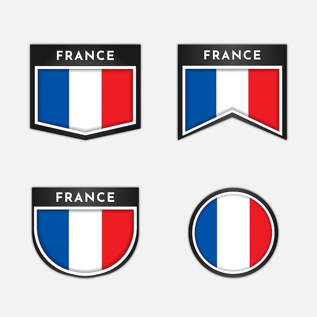 Flag of france with emblem badge