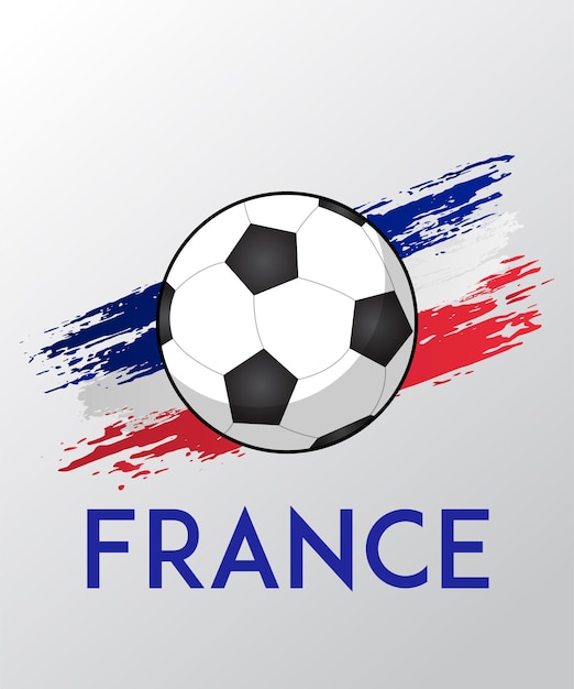 サッカーボールを背景にフランスの旗