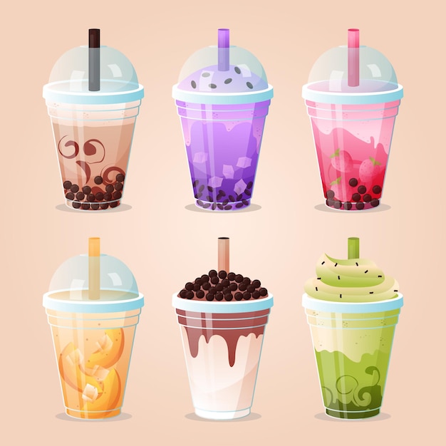 Flag fresh milk tea vector illustration collection