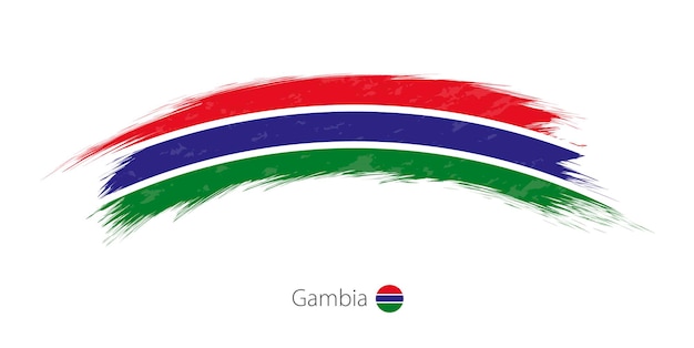 Flag of Gambia in rounded grunge brush stroke. Vector illustration.