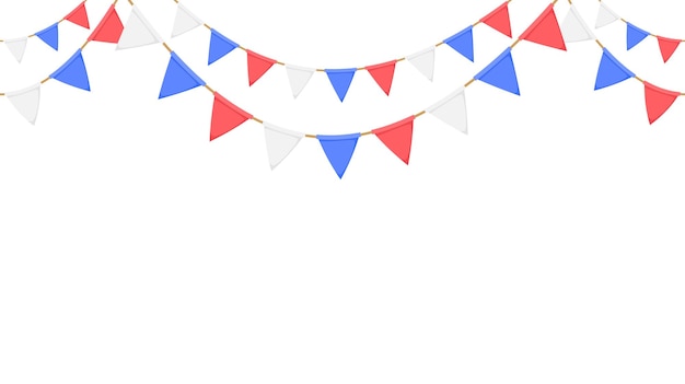 Flag garland. Repeating party bunting pattern. Triangle celebration flags chain