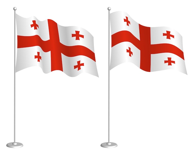 Bandiera della georgia sull'albero della bandiera che ondeggia al vento elemento di design delle vacanze punto di controllo per i simboli della mappa isol
