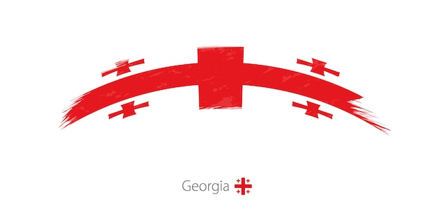 Флаг Грузии в округлом мазке кистью гранжа. Векторная иллюстрация.