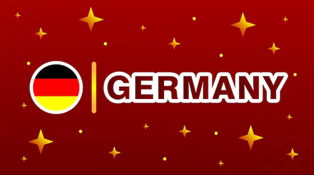 Flag of Germany with stars and maroon background. World cup football theme.