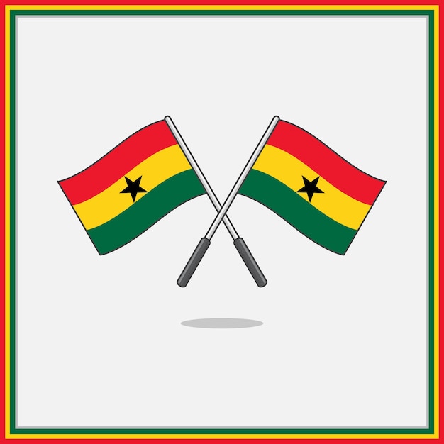 Vettore bandiera del ghana cartoon illustrazione vettoriale bandiera del ghana icona piatta contorno