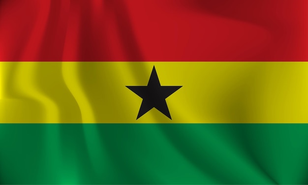 Flag of Ghana with a wavy effect due to the wind