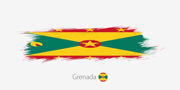 Flag of Grenada grunge abstract brush stroke on gray background