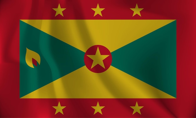 Flag of Grenada with a wavy effect due to the wind