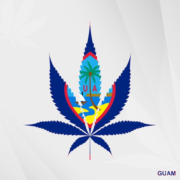 Bandiera di guam a forma di foglia di marijuana il concetto di legalizzazione della cannabis a guam