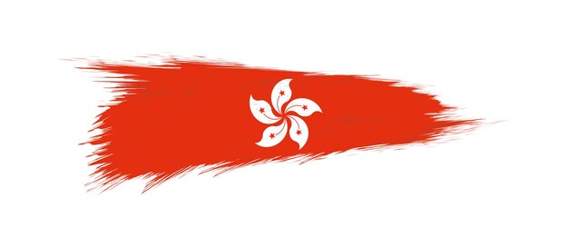 Vector flag of hong kong in grunge brush stroke