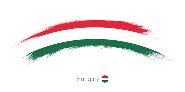 Флаг Венгрии в закругленном мазке кистью гранжа. Векторная иллюстрация.