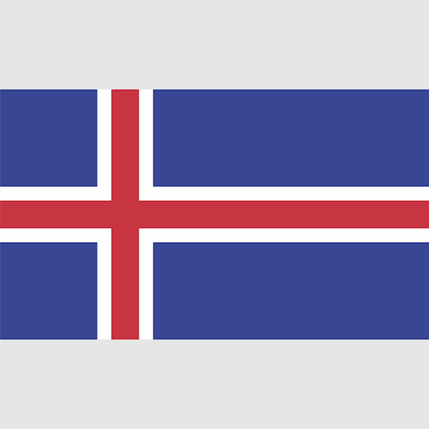 A flag of iceland with a red and blue flag.