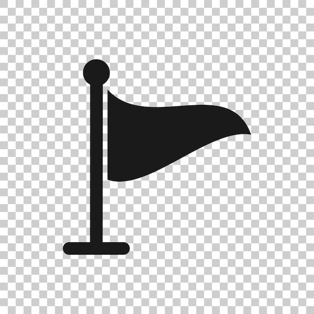 Flag icon in flat style Pin vector illustration on white isolated background Flagpole business concept