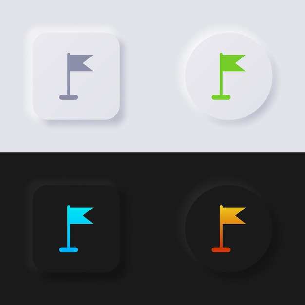 フラグ アイコン セット マルチカラー ニューモーフィズム ボタン ソフト ui デザイン web デザイン アプリケーション ui など アイコン セット ボタン ベクトル