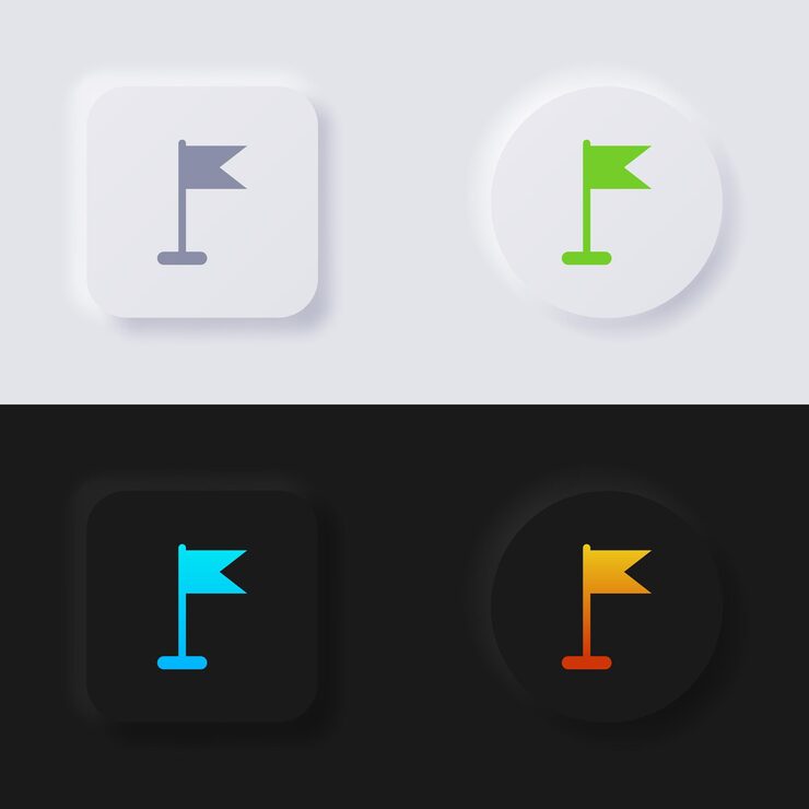 Vector flag icon set multicolor neumorphism button soft ui design for web design application ui and more icon set button vector