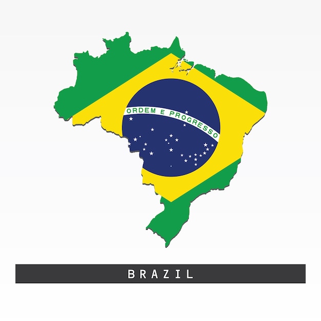 Вектор Флаг на карте бразилии