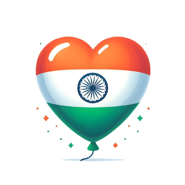 The flag of India in the shape of a heart balloon