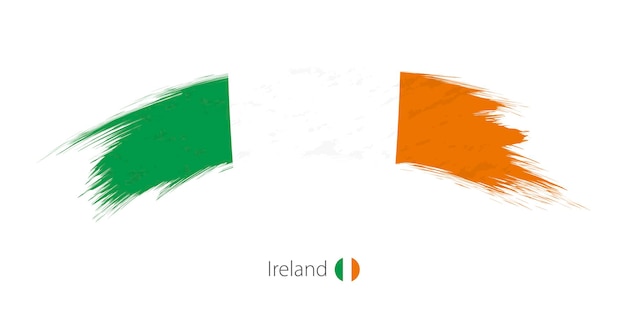 Flag of ireland in rounded grunge brush stroke. vector illustration.