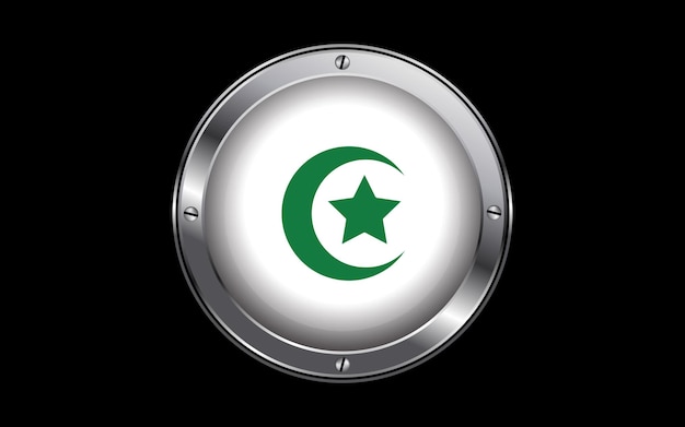 Bandiera dell'immagine di vettore del distintivo di religione islamica 3d